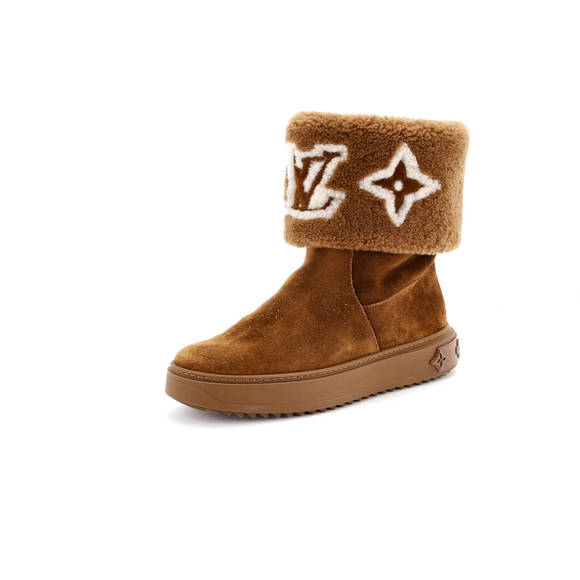 Louis Vuitton Women's Snowdrop Flat Ankle Boots Suede and Shearling - Picture 1 of 6